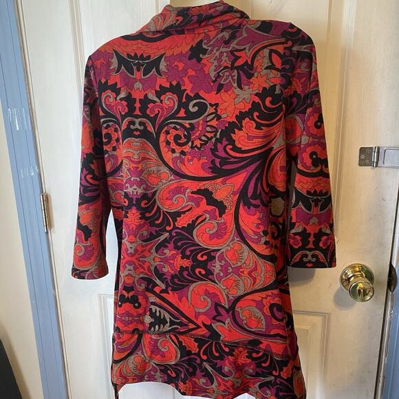 Y2K Coco Bianco Women M Tunic Blouse Artsy Asymmetrical 3/4 Slv Boho USA Made - Picture 6 of 6